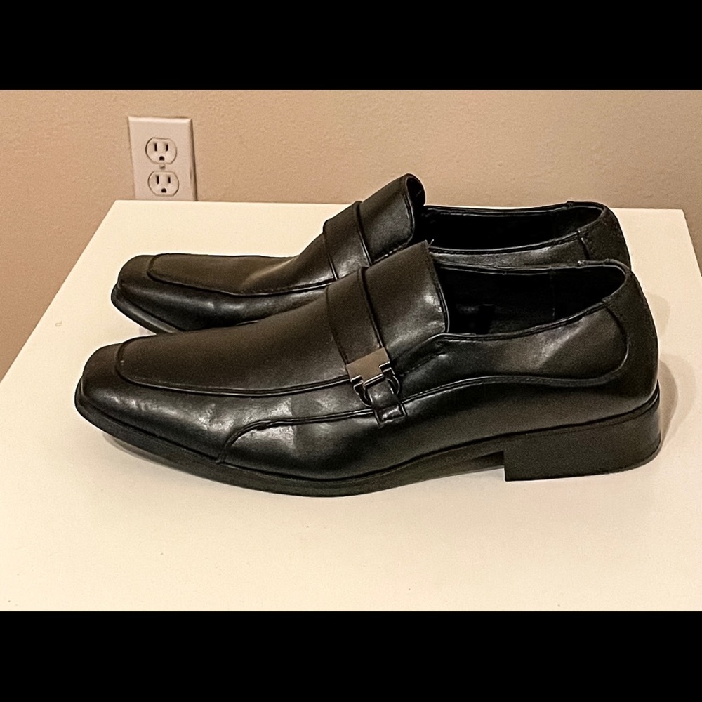 Mens Black Leather Perry Ellis Dress Loafer sz 8
